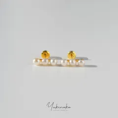 【世界最小クラス】天然淡水真珠の極小3連ピアス　(SILVER925/18KGP) HP039G