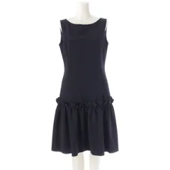 フォクシー ニューヨーク 19年 ノースリーブ フリル ワンピース ドレス 39853 ネイビー 40【中古】