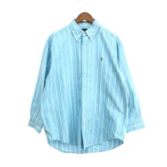 POLO RALPH LAUREN ポロラルフローレン 長袖ボタンダウンシャツ サイズ:L ストライプ/コットン/ポニー刺繍    ブルー メンズ / 240001170864