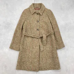 MaxMara STUDIO　マックスマーラ　ステュディオ　コート　ツイード　ベルト　アルパカ　モヘヤ　ウール　レディース　38　a01044