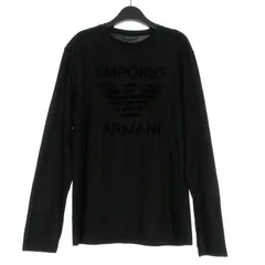 エンポリオアルマーニ EMPORIO ARMANI フロッキープリント ロングスリーブTシャツ カットソー 長袖 XL ブラック 黒 6K1TN7 1JSAZ 国内正規