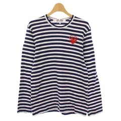 プレイコムデギャルソン PLAY COMME des GARCONS AD2024/7 Tシャツ カットソー ロンT 長袖 ボーダー ハート S 紺 白 AX-T806 /KH