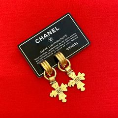 【ピアス】CHANEL シャネル ココマーク 00A ブラック 極美品　正規品 楽天市場】美品 シャネル CHANEL ココマーク ピアス 黒×シルバー A13C
