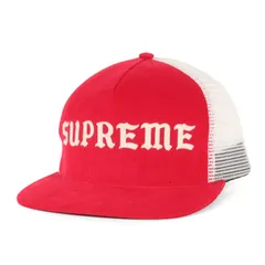 Supreme シュプリーム キャップ | ロックステディーロゴ コーデュロイ メッシュキャップ (Rocksteady Mesh Back 5-Panel) | レッド | ブランド【メンズ】【中古】