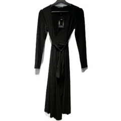 ザラ ZARA タグ付き カシュクールワンピース ロング 長袖 M 黒 ブラック ■FY