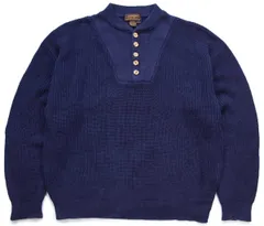 90s EddieBauerエディーバウアー 5ボタン ヘンリーネック コットンニット セーター 紺 XL★オールド ビンテージ アウトドア ビッグサイズ