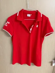 WIDE ANGLE レッド 半袖 ポロTシャツ