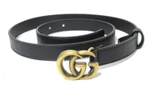 GUCCI/グッチ　GGマーモント ベルト　409417　ブラック/ゴールド　80-32　【中古】