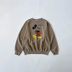 【USA製】90s ミッキー スウェット　ベルバシーン XL ブラウン 茶色 ディズニー ゆるだぼ 激レア 80s-90s ミッキーマウス ヴィンテージスウェット USA製 ブラウン XL