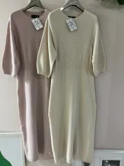 (Sale) ウールカシミアホールガーメントロングワンピース（クリームライトベージュ）