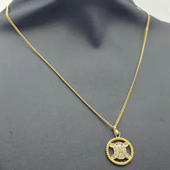 CELINE セリーヌ　マカダム　ネックレス　チョーカー　ゴールド　ヴィンテージ　ロゴ　チャーム　ライトストーン