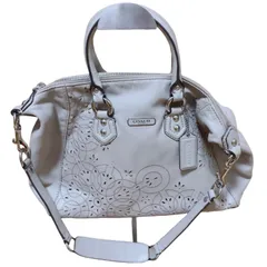 RE277 coach コーチ　2way レザーバッグ　パンチングフラワー　グレージュ　レディース　人気　大容量　ショルダー　ハンド　書類　ファイル