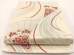 平和屋着物◎六通柄袋帯　唐織　鬘帯正倉院花文　金銀糸　正絹　逸品　BAAV7461yc