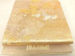 平和屋着物◎六通柄袋帯　京洛つづれ　風景花文　金糸　正絹　逸品　未使用　AABD7126yx