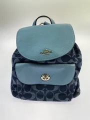 【中古品】COACH コーチ デニム シグネチャー ミニリュック F25893 レザーコンビ リュックサック カバン 【180-251228-em-35-min】