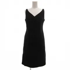 バーバリーブルーレーベル BURBERRY BLUE LABEL ワンピース ノースリーブ Vネック ひざ丈 36 黒 ブラック ジャガード チェック柄 /JS ■GY53