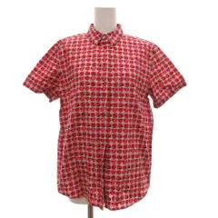 ポールスミス PAUL SMITH シャツ 半袖 薔薇プリント 花がら 総柄 42 赤 レッド グレー /JS ■GY53