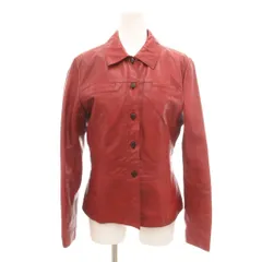 23区 オンワード樫山 レザージャケット 牛革 38 赤 レッド シャツカラー ボタンフロント /NL ■GY61