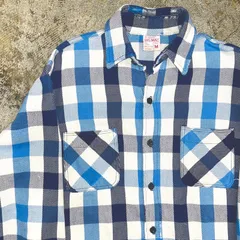 70年代 BIG MAC フランネルシャツ MADE IN USA ブロックチェック 青 M ヴィンテージ