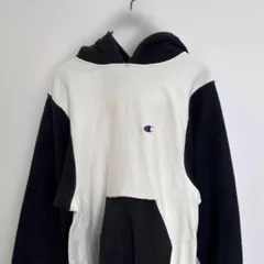 R00934 ｜Champion｜チャンピオン｜パーカー｜リバースウィーブ｜ブラック黒ホワイト白｜ツートン｜スウェット｜フーディ｜メンズM相当｜Y2K｜90S｜古着｜アメカジ｜USA古着｜ヴィンテージ｜今期トレンド｜フォロー割