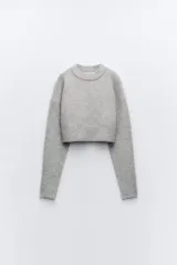 ザラ クロップド ニット セーター グレー S 新品