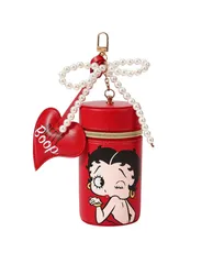 Betty Boop　ベティちゃん　キーホルダーポーチ　 円筒型 　パール　ハート　ベティブープ　小物入れ　マルチファンクションポーチ　スクバキーホルダー　バックチャーム　可愛い　アメコミ　キャラクター　平成　レトロ　ギフト　プレゼント　海外雑貨のサムネイル