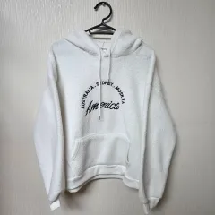 白 ボア起毛 フリース フードTシャツ xxl