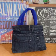 143☆USEDダメージ黒デニムリメイク☆トートバッグ☆サブバッグ☆ジーンズリメイク☆