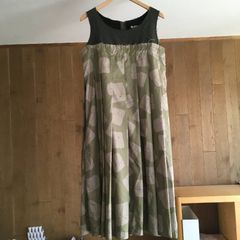 新品/手洗い◎】23区 Pilatプリント 大柄幾何柄 タック ワンピース