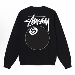 スツーシー送料無料STUSSY 8ボールシリーズ Ball Crew ブラック8パターンプリントスウェットシャツ ルーズフィット 丸首 男性用
