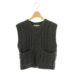 ザラ ZARA 23AW ショート丈ケーブル編みニットベスト クロップド S チャコール /ES ■OS