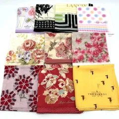 【美品多数】ブランドハンカチ10枚　まとめセット　ラルフローレン　シビラ　ローラアシュレイ　クレージュ　ランバンなど　花柄
