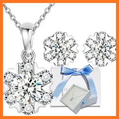 【新品】 [EVER FLAWLESS] スワロフスキー社製ジルコニア レディース ネックレス ピアス クリスマス プレゼントシルバー925 アレルギー対応 ギフトアクセサリー アズキ 45cm 1