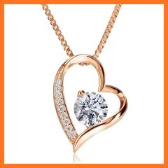 【新品】 lapisia 刻印可 アレルギー対応 スワロフスキージルコニア採用 オープンハート ペンダント ネックレス レディース プレゼント ギフト セット（刻印無し,ピンクゴールド（標準BOX）） 0