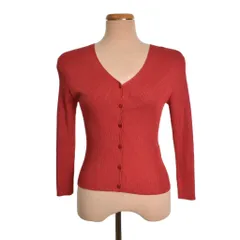 アナイ ANAYI リブニットカーディガン 長袖 38 赤 レッド