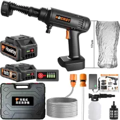 ミニ高圧洗浄機 コードレス 充電式 8MPa【2025年新登場超軽量588g 洗車店監修】高圧洗車機 残量表示 PSE認証済み バッテリー2個 20000mAhと15000mAh マキタ電池互換 6in1ノズル 軽量 自吸式 低騒音 女性や高齢者も片手で使ｍ9