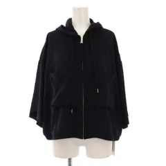 ズッカ zucca ジップアップパーカー ジャケット シアー シースル ショート丈 ワンカラー ストレッチ M 紺 ネイビー タグ付き /BBのサムネイル