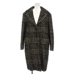 エルマノシェルビーノ ERMANNO SCERVINO チェスターコート チェック ウール ロング アウター 38 黒 ブラック 白 ホワイト D356D308UUG /YMのサムネイル