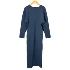 ウィムガゼット Whim Gazette ロングニットワンピース 長袖 リブ F 青 ブルー WG17D0053260100 レディース