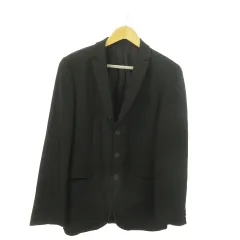 エンポリオアルマーニ EMPORIO ARMANI テーラードジャケット 総裏地 ウール ストライプ 総柄 46 M 黒 ブラック /AO9 ■GY11