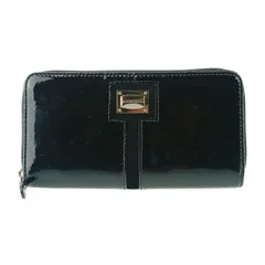 FRANCESCO BIASIA フランチェスコ・ビアジア 財布 ラウンドファスナー 長財布 561072-10 ブラック パテントレザー レディース シルバー金具 超美品【本物保証】 FRANCESCO BIASIA フランチェスコ・ビアジア 財布 ラウンドファスナー