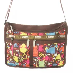 レスポートサック LesportSAC ショルダーバッグ ナイロン ロゴ ネズミ柄 総柄 ポーチ付き 茶 ブラウン /AO6 ■GY18