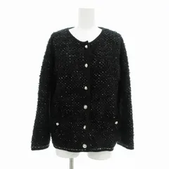 プロポーション ボディドレッシング PROPORTION BODY DRESSING ミドル丈ツイードニットジャケット ブルゾン メタルボタン M 黒 ブラック /FFのサムネイル