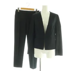 ロートレアモン LAUTREAMONT スーツ セットアップ上下 ノーカラージャケット パンツ スラックス ストレッチ 36 ネイビー /MY ■OS