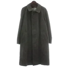 アクアスキュータム AQUASCUTUM ステンカラーコート アウター ウール ロング 比翼ボタン 黒 ブラック グレー /XZ