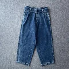 ワイドデニムパンツ　タック　ワイド　ヴィンテージデザイン　ケミカルウォッシュ