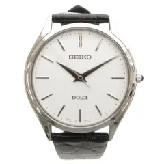 セイコー SEIKO ドルチェ DOLCE エクセリーヌ 腕時計 ウォッチ クオーツ SACM171 白文字盤 レザーバンド シルバーカラー 黒 ブラック /GV