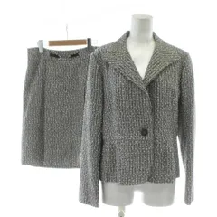 インディヴィ INDIVI セットアップ 41 白 ホワイト 黒 ブラック ミックス調の織り柄 テーラードカラー 長袖 /PP ■GY60