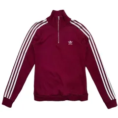 アディダス オリジナル ハーフジップアップ スウェットシャツ バーガンディ UK 10