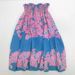 D■フラダンス用■パウスカート フリーサイズ ハワイアン ハンドメイド■青ピンク/LADIES/17R【中古】